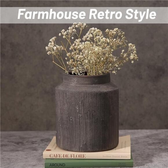 Terracotta Rustic Ceramic Vase Farmhouse Decor for Table Shelf Living Room - Picture 4 of 7